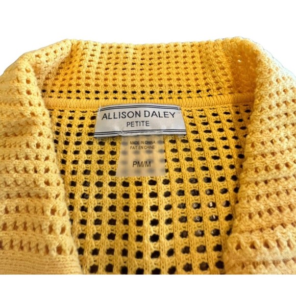 Allison Daley Golden Rod Crochet Shirt Jacket Roll Tab Sz Petite M Zip - Picture 2 of 6